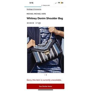 Michael Kors Whitney Denim Shoulder Crossbody Bag Gold Hardware